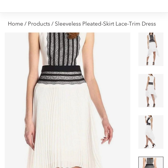 BCBG MaxAzria Sleeveless pleated-skirt lace-trim dress - Picture 3 of 10